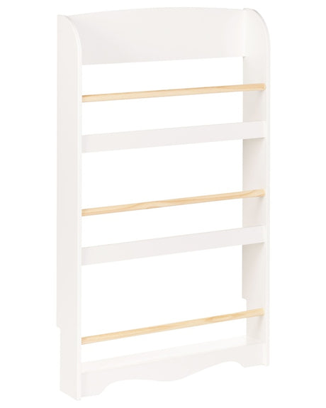 Wall Bookshelf White 3 Tier Pine Wood MDF Kids Room Beliani