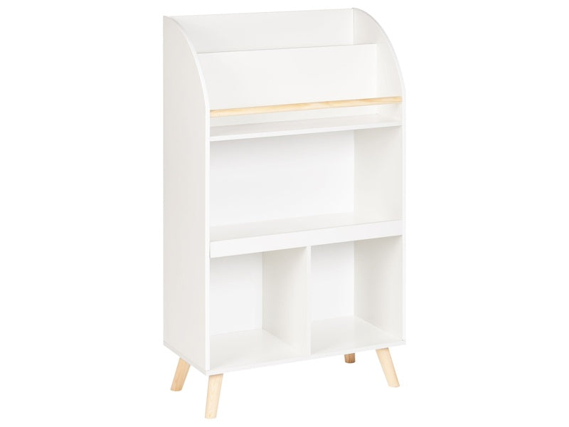 3 Tier Bookshelf White Pine Wood MDF Shelves Beliani