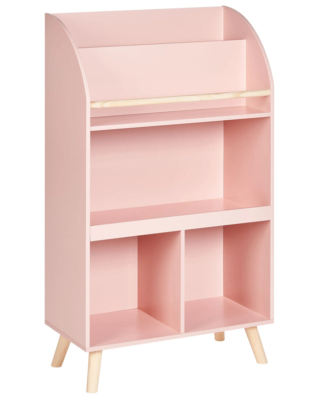 3 Tier Bookshelf Pastel Pink Pine Wood MDF Shelves Beliani