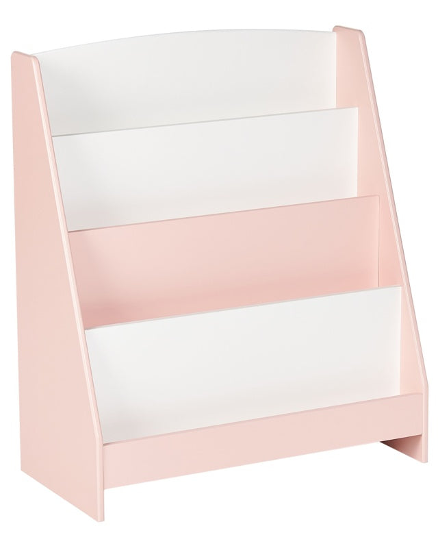 4 Tier Bookshelf Pastel Pink MDF Shelves Beliani