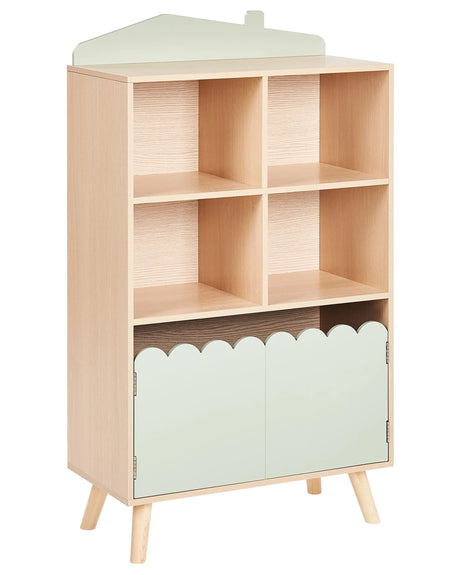 1 Tier Bookshelf with Storage Light Wood Pine Wood MDF Shelf Beliani