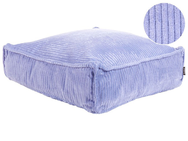 Floor Cushion Light Violet Cotton 55 x 55 x 20 cm Square Fabric Velvet Structure Ribbed Corduroy Seating Pouffe Beliani