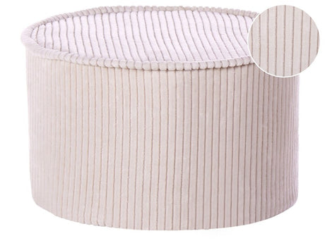 Pouffe Light Beige Cotton 40 x 25 cm Round Fabric Velvet Structure Ribbed Corduroy Removable Cover Machine Washable Beliani