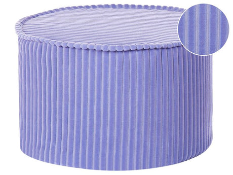 Pouffe Light Violet Cotton 40 x 25 cm Round Fabric Velvet Structure Ribbed Corduroy Removable Cover Machine Washable Beliani