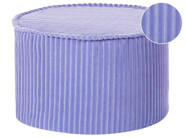 Pouffe Light Violet Cotton 40 x 25 cm Round Fabric Velvet Structure Ribbed Corduroy Removable Cover Machine Washable Beliani