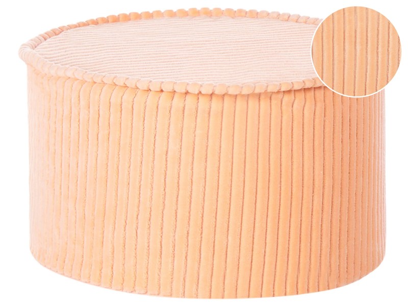 Pouffe Peach Pink Cotton 40 x 25 cm Round Fabric Velvet Structure Ribbed Corduroy Removable Cover Machine Washable Beliani