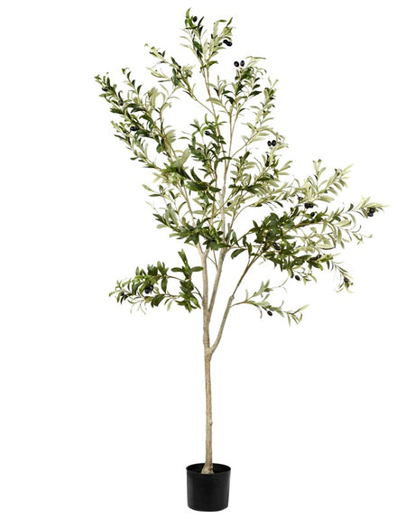 Artificial Potted Olive Tree Plant Green and Black Plastic 178 cm Decorative Indoor Accessory Beliani