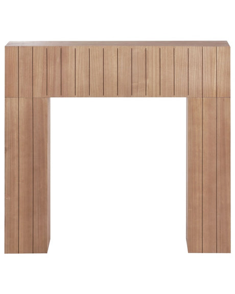 Fireplace Mantel Light Wood MDF 110 x 23 x 100 cm Fireplace Surround Ornated Ribbed Front Modern Japandi Living Room Beliani