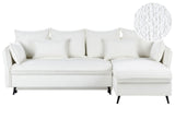 Corner Sofa Bed Off-White Boucle Fabric Upholstered Left Hand Orientation with Storage Modern Design Beliani