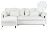 Corner Sofa Bed Off-White Boucle Fabric Upholstered Right Hand Orientation with Storage Modern Design Beliani