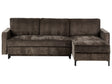 Corner Sofa Bed Brown Polyester Fabric Upholstered Left Hand Orientation with Storage Modern Design Beliani