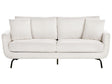 3 Seater Sofa Off-White Polyester Fabric Metal Legs Loveseat Couch Living Room Furniture Beliani