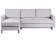 Corner Sofa Bed Light Grey Polyester Fabric Upholstered Right Hand Orientation with Storage Modern Design Beliani