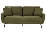 3 Seater Sofa Dark Green Polyester Fabric Metal Legs Loveseat Couch Living Room Furniture Beliani