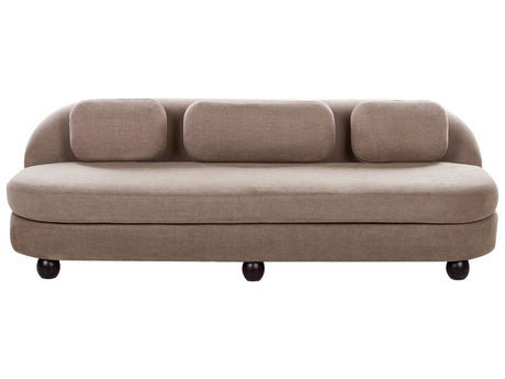 3 Seater Sofa Light Brown Polyester Fabric Metal Legs Loveseat Couch Living Room Furniture Beliani