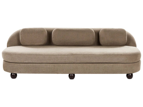 3 Seater Sofa Light Brown Polyester Fabric Metal Legs Loveseat Couch Living Room Furniture Beliani