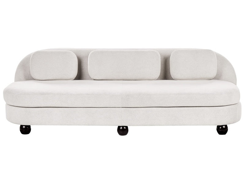 3 Seater Sofa Off-White Polyester Fabric Metal Legs Loveseat Couch Living Room Furniture Beliani