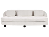 3 Seater Sofa Off-White Polyester Fabric Metal Legs Loveseat Couch Living Room Furniture Beliani