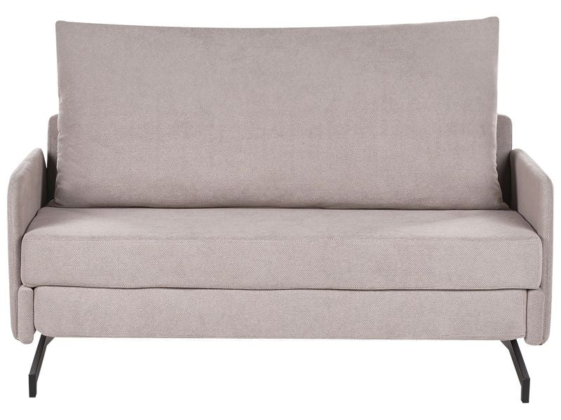 Sofa Bed Taupe Fabric Polyester Upholstery 2 Seater Pull Out Sleeping Function Modern Living Room Beliani