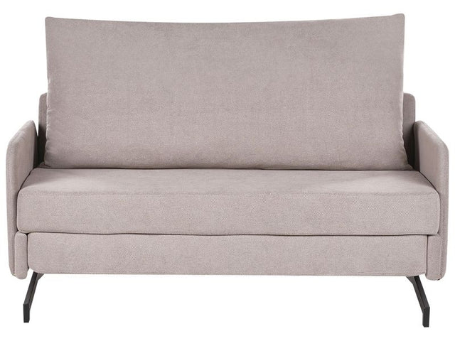 Sofa Bed Taupe Fabric Polyester Upholstery 2 Seater Pull Out Sleeping Function Modern Living Room Beliani