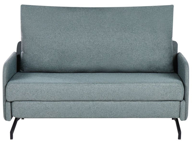 Sofa Bed Green Fabric Polyester Upholstery 2 Seater Pull Out Sleeping Function Modern Living Room Beliani