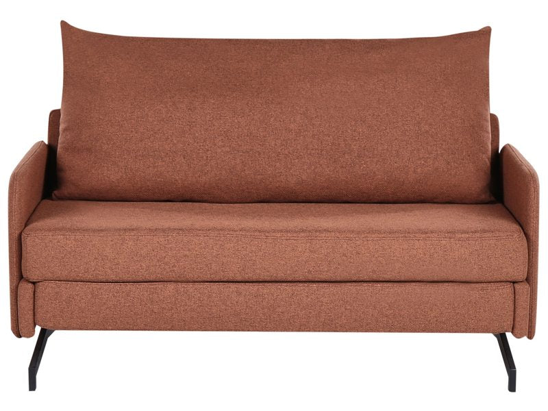 Sofa Bed Red Fabric Polyester Upholstery 2 Seater Pull Out Sleeping Function Modern Living Room Beliani