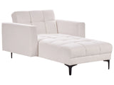 Chaise Lounge Off-White Polyester Fabric Upholstery Reclining Backrest 3 Positions Beliani