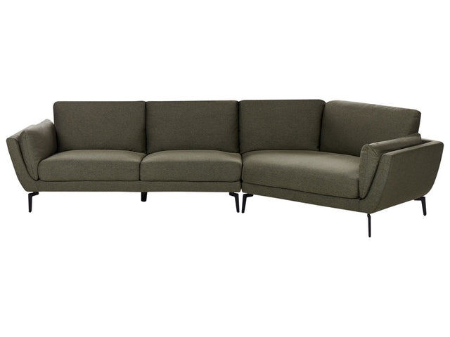 Sofa Green Polyester Upholstered 3-Seater Modern Minimalistic Style Living Room Cushioned Backrest Beliani