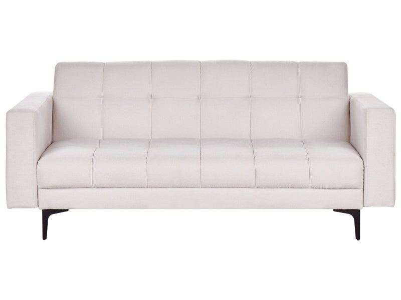 Sofa Off-White Polyester Fabric Upholstery Reclining Backrest 3 Positions Beliani