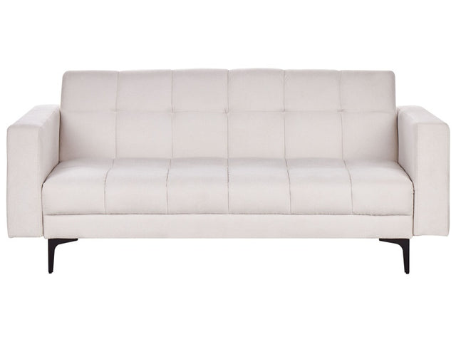 Sofa Off-White Polyester Fabric Upholstery Reclining Backrest 3 Positions Beliani