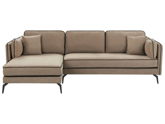 Right  Corner Sofa Brown Upholstery Metal Legs Pillow Backrest Scatter Cushions Modern Design Beliani