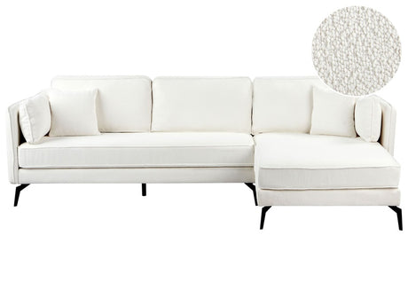 Left Corner Sofa Off-White Boucle Metal Legs Pillow Backrest Scatter Cushions Modern Design Beliani