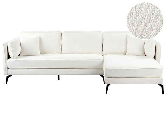 Left Corner Sofa Off-White Boucle Metal Legs Pillow Backrest Scatter Cushions Modern Design Beliani