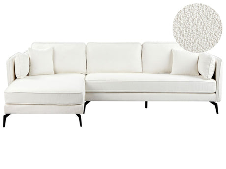 Right Corner Sofa Off-White Boucle Metal Legs Pillow Backrest Scatter Cushions Modern Design Beliani