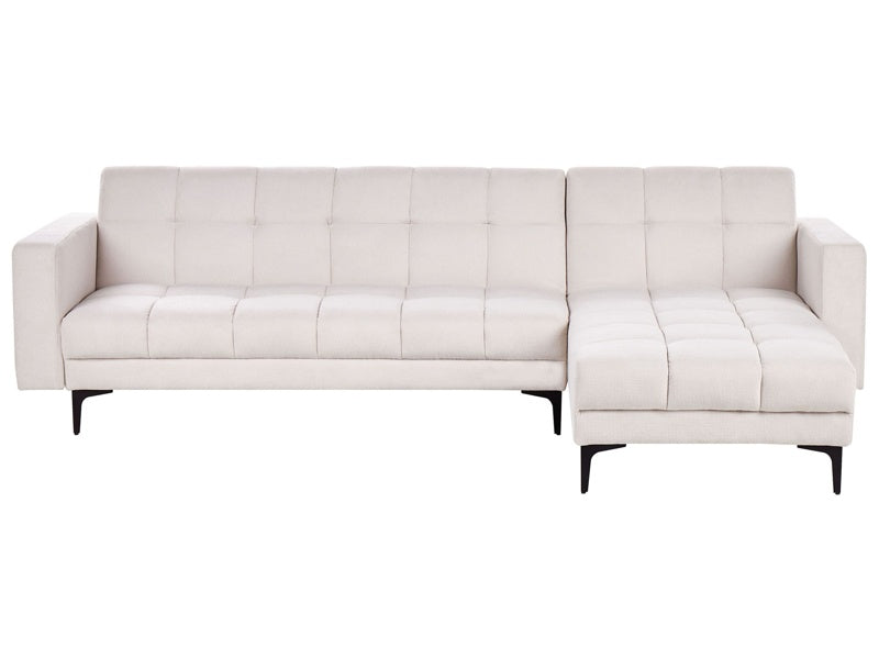 Left Hand Corner Sofa Off-White Polyester Fabric Upholstery Reclining Backrest 3 Positions Click-Clack Beliani