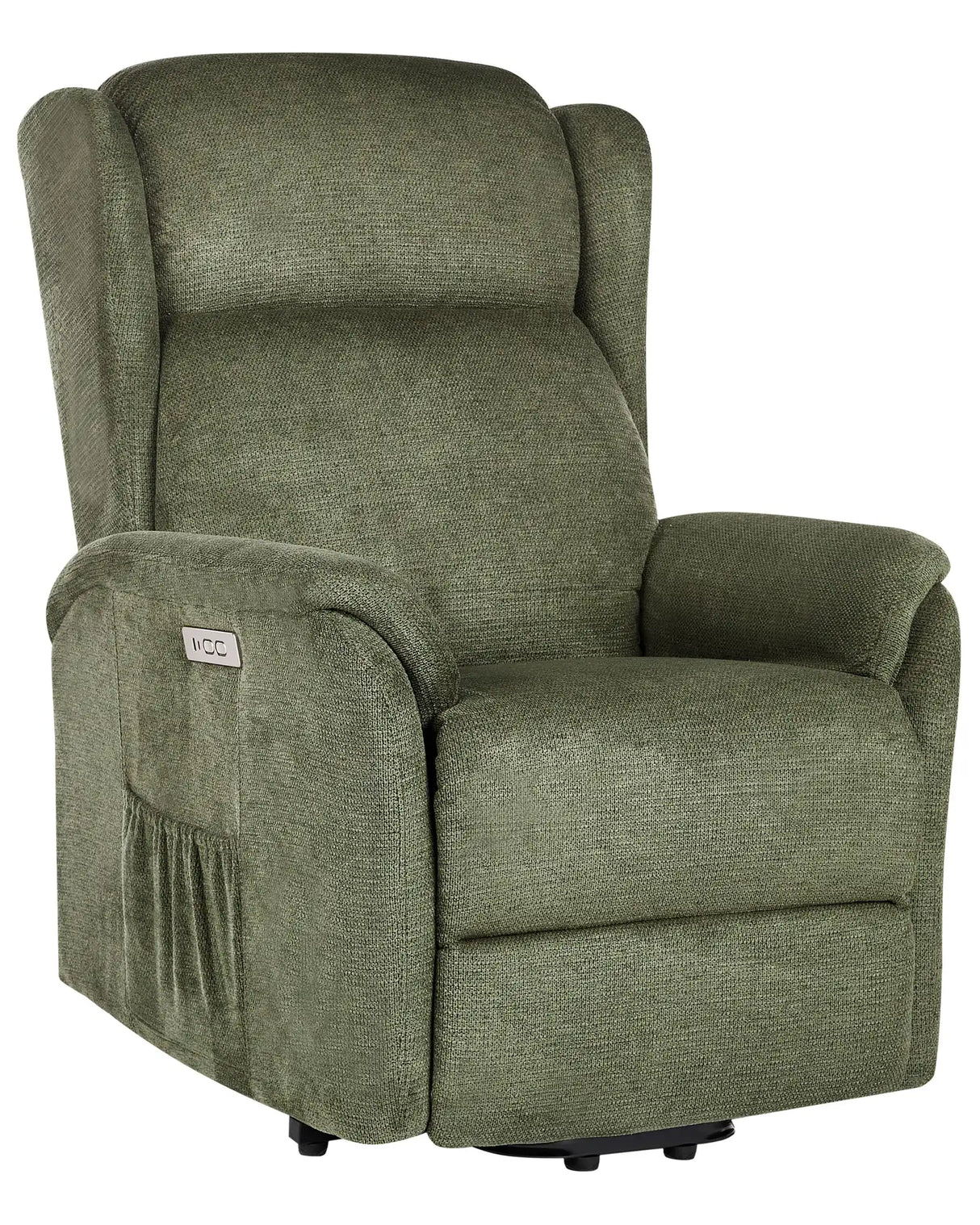 Reclining Electric Armchair with Lifting Function Green Fabric Modern Living Room Beliani