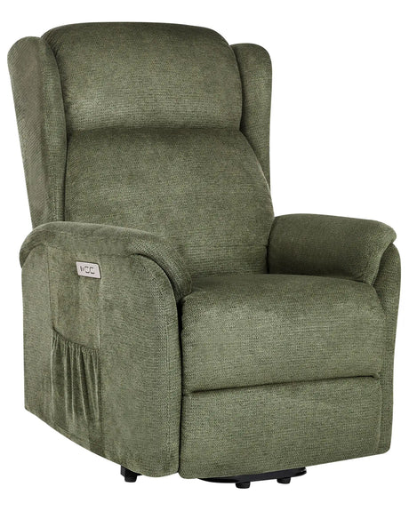 Reclining Electric Armchair with Lifting Function Green Fabric Modern Living Room Beliani