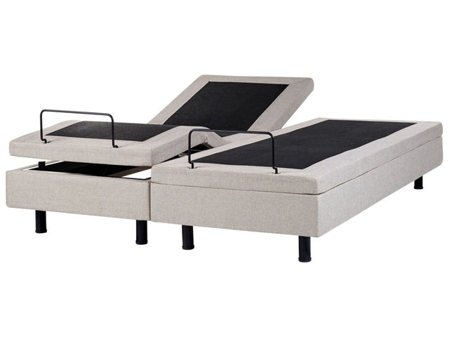 Electric Bed Beige Polyester EU King Size 5ft3 Remote Control Adjustable without Headboard Beliani