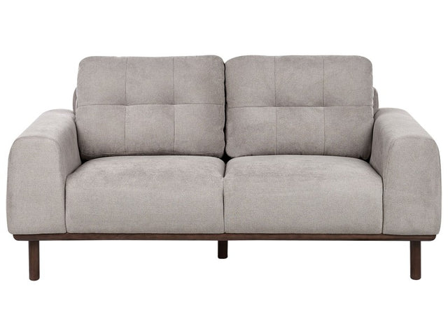 2 Seater Fabric Sofa Light Grey Living Room Modern Style Dark Wood Legs Beliani