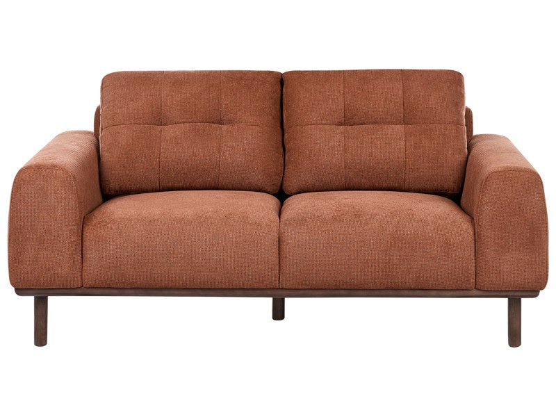 2 Seater Fabric Sofa Golden Brown Living Room Modern Style Dark Wood Legs Beliani