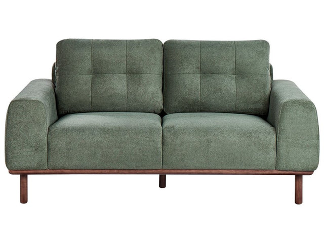 2 Seater Fabric Sofa Green Living Room Modern Style Dark Wood Legs Beliani