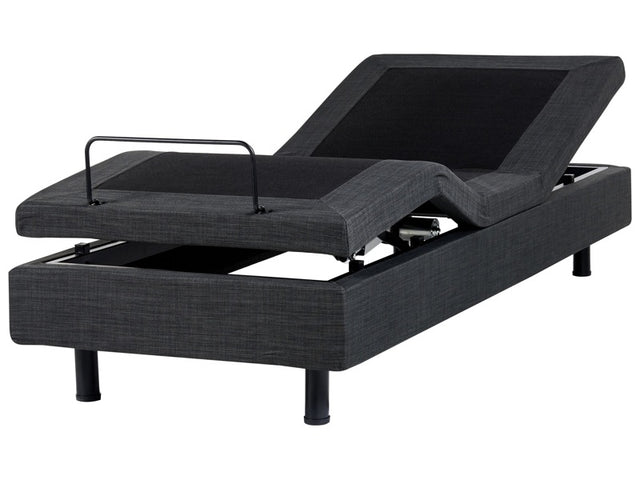 Electric Bed Dark Grey Polyester EU Small Single 2ft6 Remote Control Adjustable without Headboard Beliani