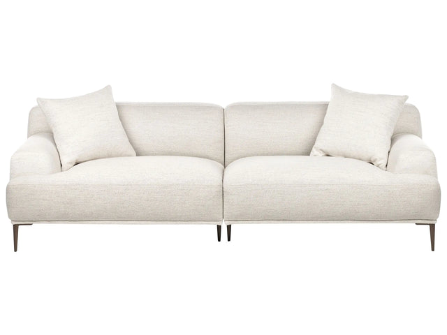 3 Seater Fabric Sofa Light Beige Living Room Modern Style Metal Legs Beliani