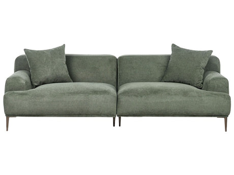 3 Seater Fabric Sofa Green Living Room Modern Style Metal Legs Beliani