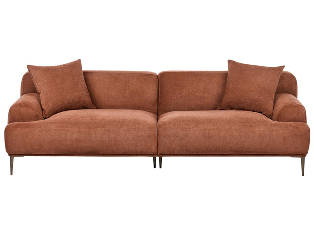 3 Seater Fabric Sofa Golden Brown Living Room Modern Style Metal Legs Beliani