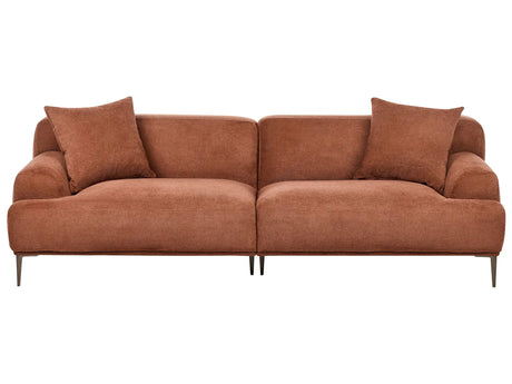 3 Seater Fabric Sofa Golden Brown Living Room Modern Style Metal Legs Beliani