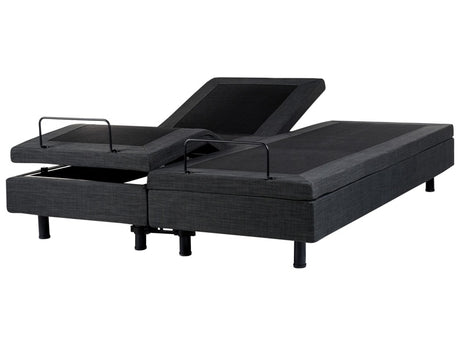 Electric Bed Dark Grey Polyester EU King Size 5ft3 Remote Control Adjustable without Headboard Beliani