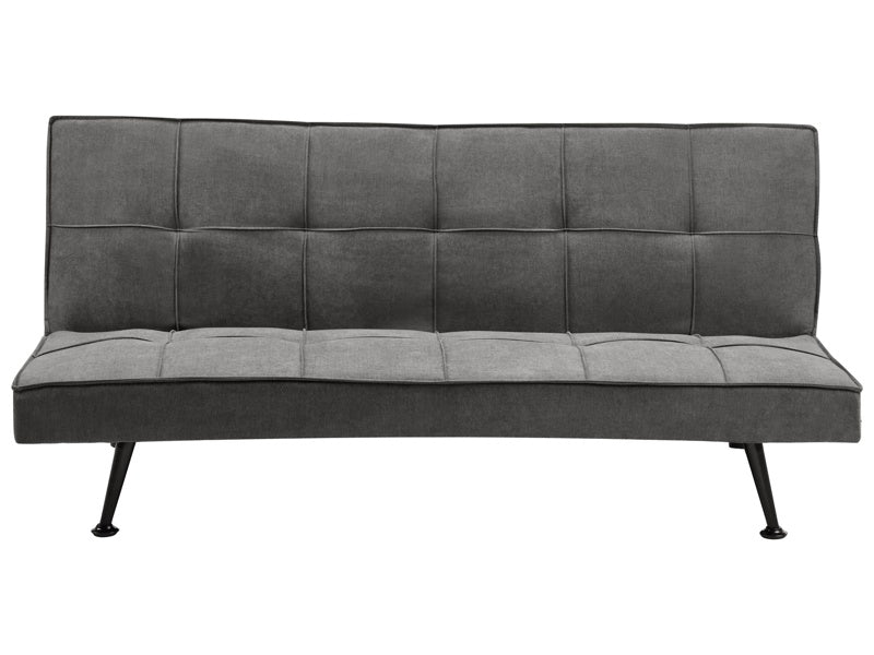 Fabric Sofa Bed Dark Grey 3-Seater Quilted Upholstery Click-Clack Guest Bed Armless Beliani