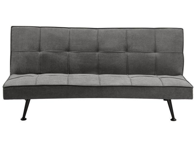 Fabric Sofa Bed Dark Grey 3-Seater Quilted Upholstery Click-Clack Guest Bed Armless Beliani