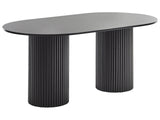 Dining Table Black MDF Tabletop Rubberwood Legs 180 x 100 cm Modern Rustic Style Beliani